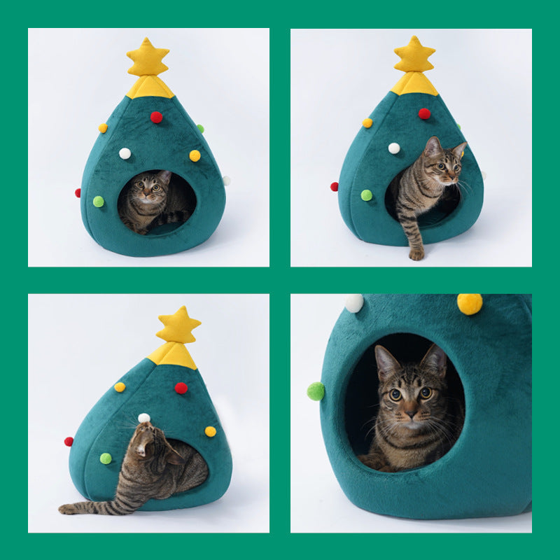 Kerstboom vilten kattenbed