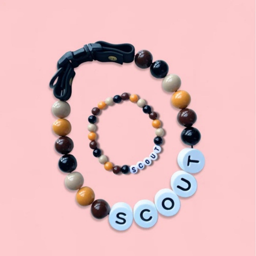 Aangepaste huisdier kralen naam halsband en armband set