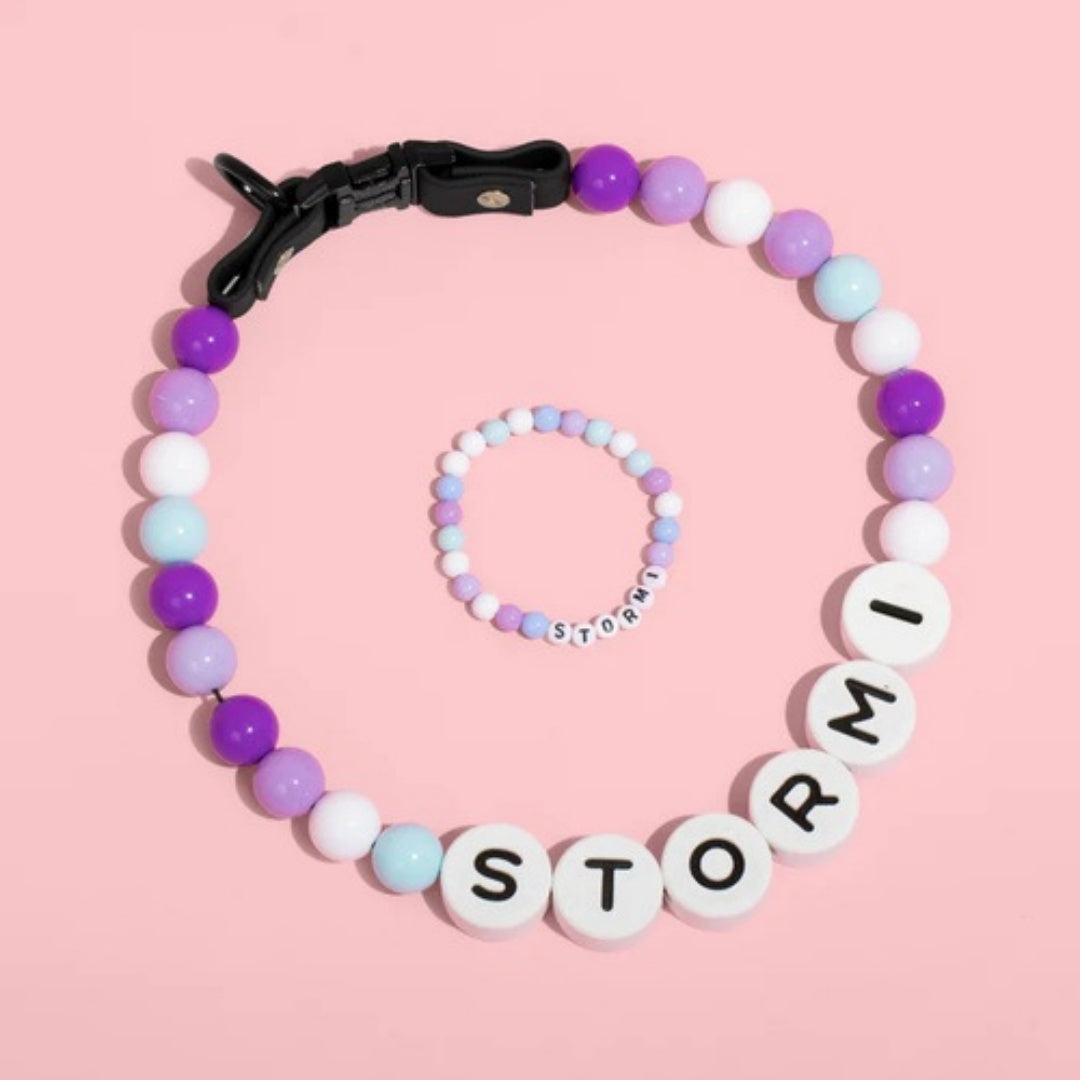 Aangepaste huisdier kralen naam halsband en armband set