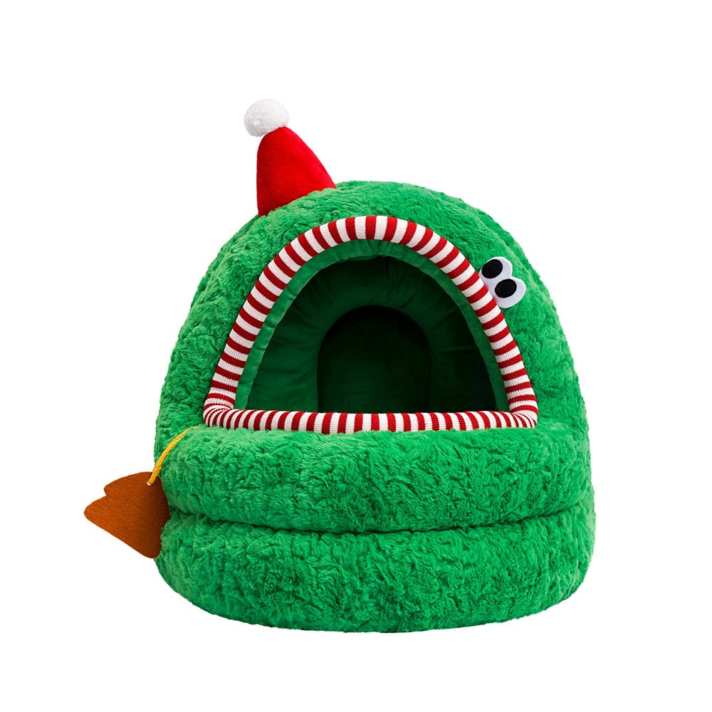Kerst harige groene katten yurt