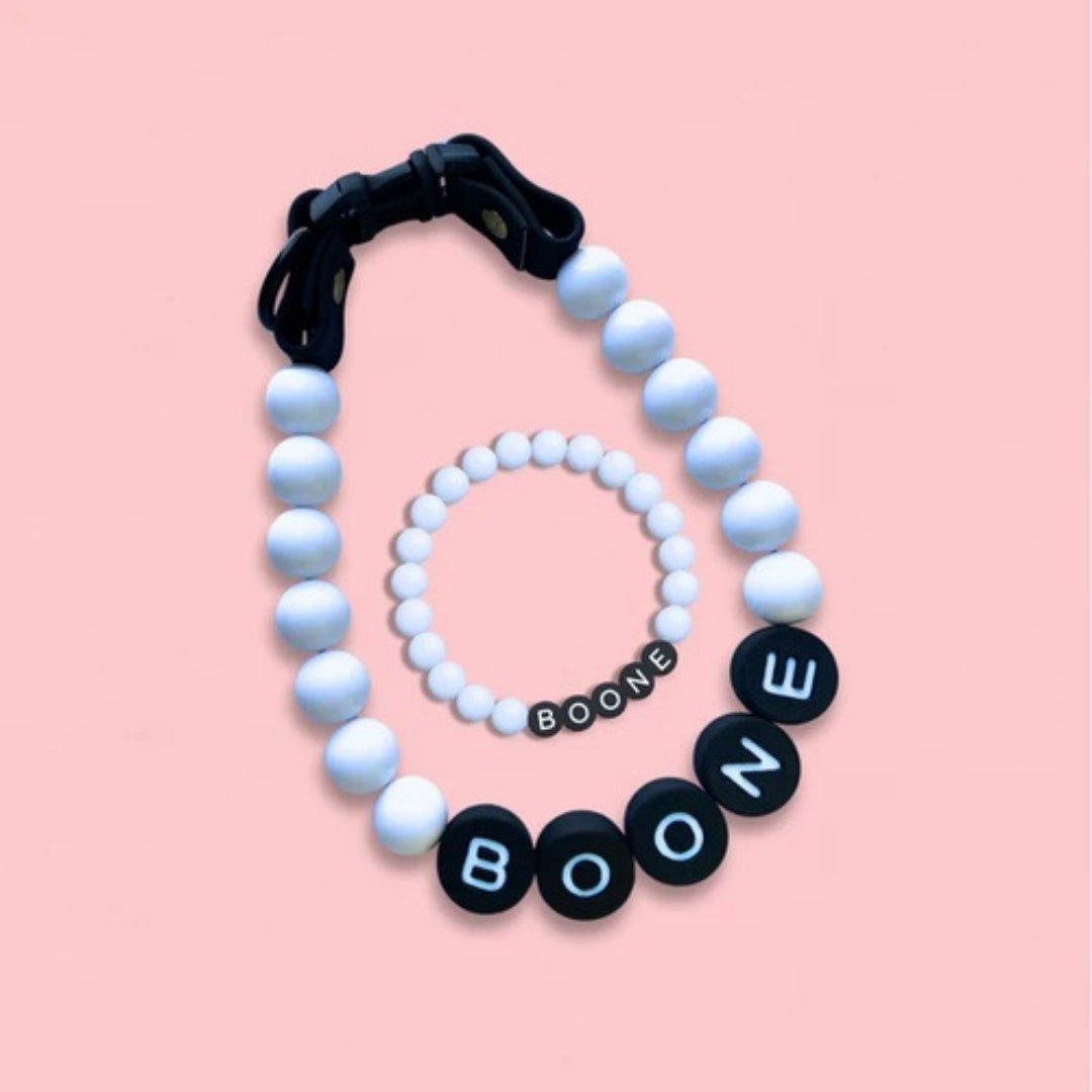 Aangepaste huisdier kralen naam halsband en armband set