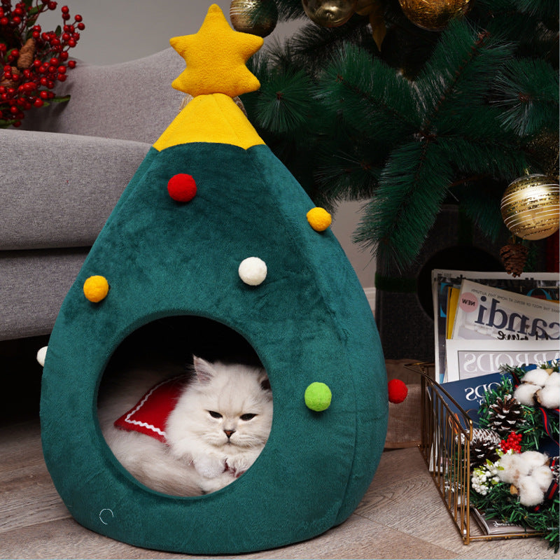Kerstboom vilten kattenbed