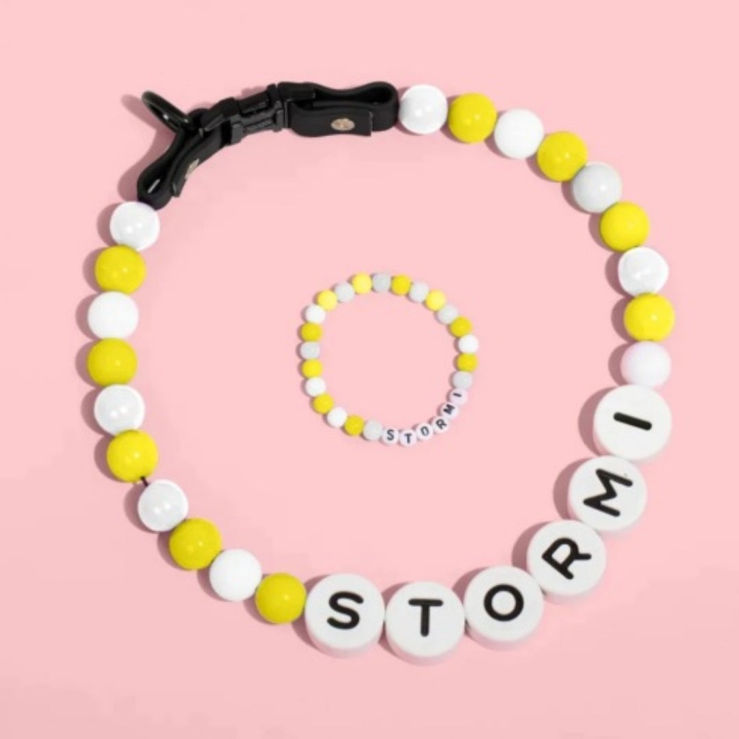 Aangepaste huisdier kralen naam halsband en armband set