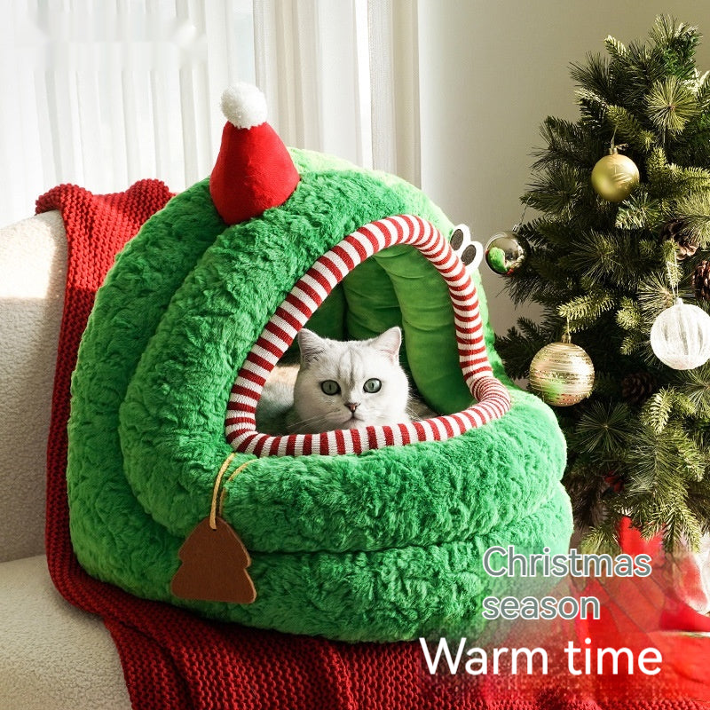 Kerst harige groene katten yurt